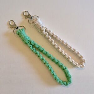 Macrame Mint and White Wristlet Set of 2